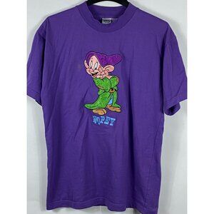 Vintage The Disney Store Dopey Embroidered Tee Shirt Purple Large F71